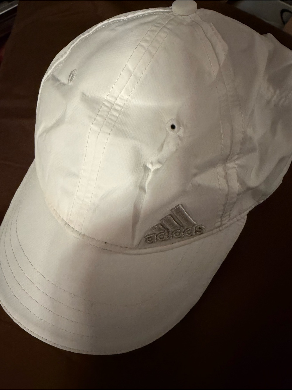 adidas White Hat with Silver Logo Accent
